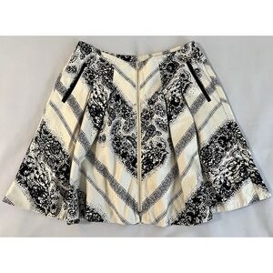 Anthropologie Edme & Esyllte Floral Print Skirt‎ Zip Front A-Line Cotton Sz 4